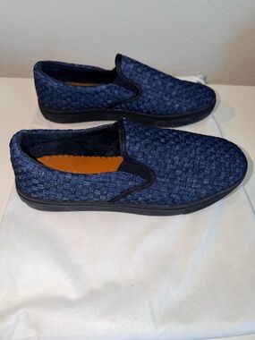 Women's Navy Slip-On Woven Casual Shoes
